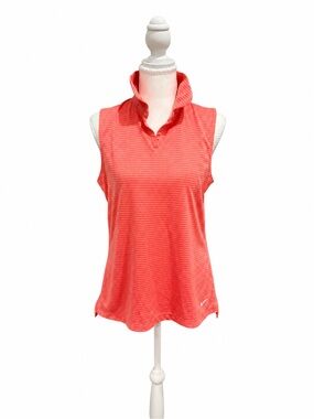 Nike Golf Dri-FIT Sleeveless Polo Medium Coral Pink Athletic Top
